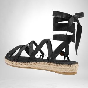 Revolve Alighieri The Lion Black Satin Wrap Around Espadrilles  Sandals  size 40